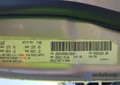 2008 Dodge Charger из США, поврежденный, VIN 2B3KA43R88H326449